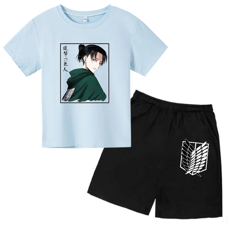 

Attack On Titan T Shirt Aesthetic Cartoon Print Baby Clothes Casual Harajuku Tee Tops Roupa Infantil Menina Two-Piece Suit