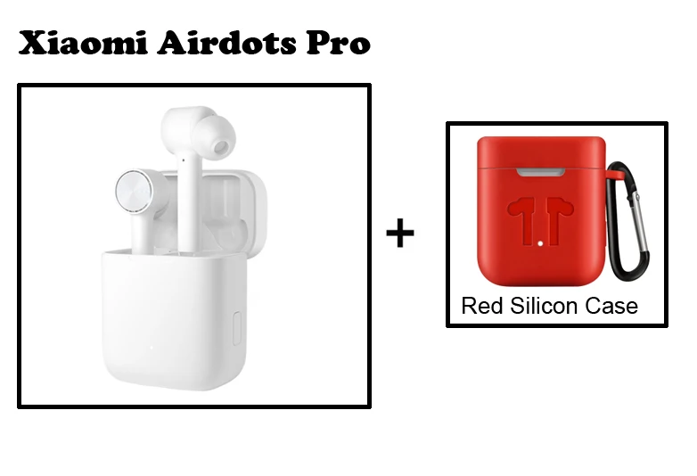 White add red case Оригинальные наушники Xiaomi Airdots Pro TWS, Bluetooth гарнитура, стерео, автоматическая пауза, переключатель ANC, ENC, управление нажатием, беспроводные наушники - Цвет: White add red case