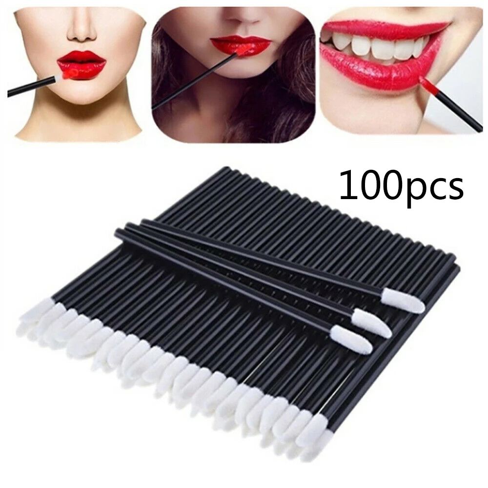 100 шт. одноразовые Твердые кисти для губ средство очистки аппликатор тени блеск