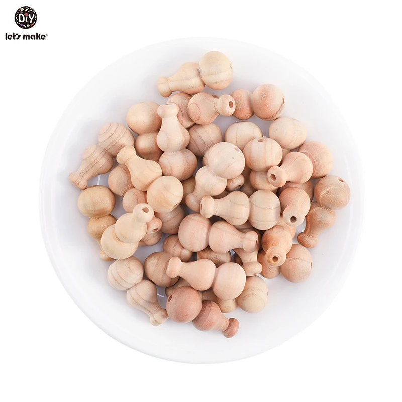 

Let'S Make 100Pcs 30mm Baby Wood Teether Gourd Beads Oral Care Wooden Baby Teethers Toys Gourd Teething Bead