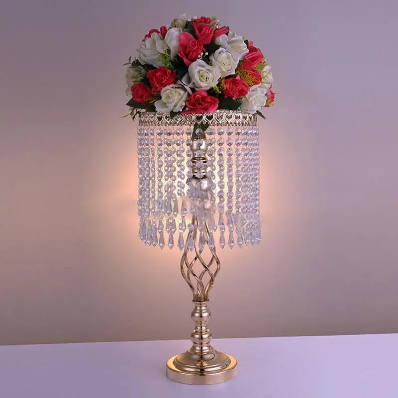 

58cm Gold Crystal Wedding Decoration Centerpieces Wedding Flower Ball Holder Table Centerpiece Vase Stand Crystal Candlestick