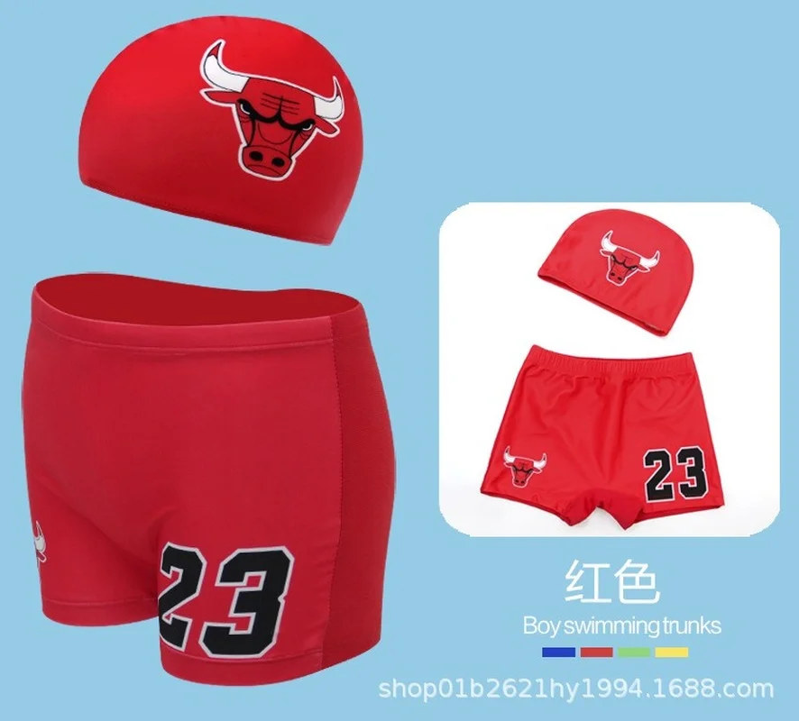 

Children's beach shorts digital printing swimming trunks boxer with swimming cap suit quick-drying summer swimwear beach pants