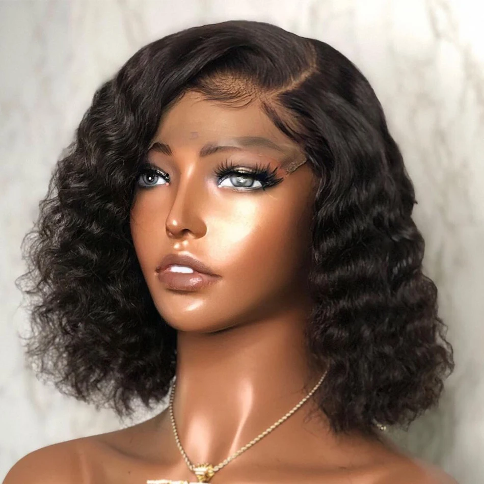 

10Inch Kinky Curly Lace Front Wigs Natural Colour Synthetic Wig Glueless Heat Resistant Pre Plucked Lace Wigs For Black Women