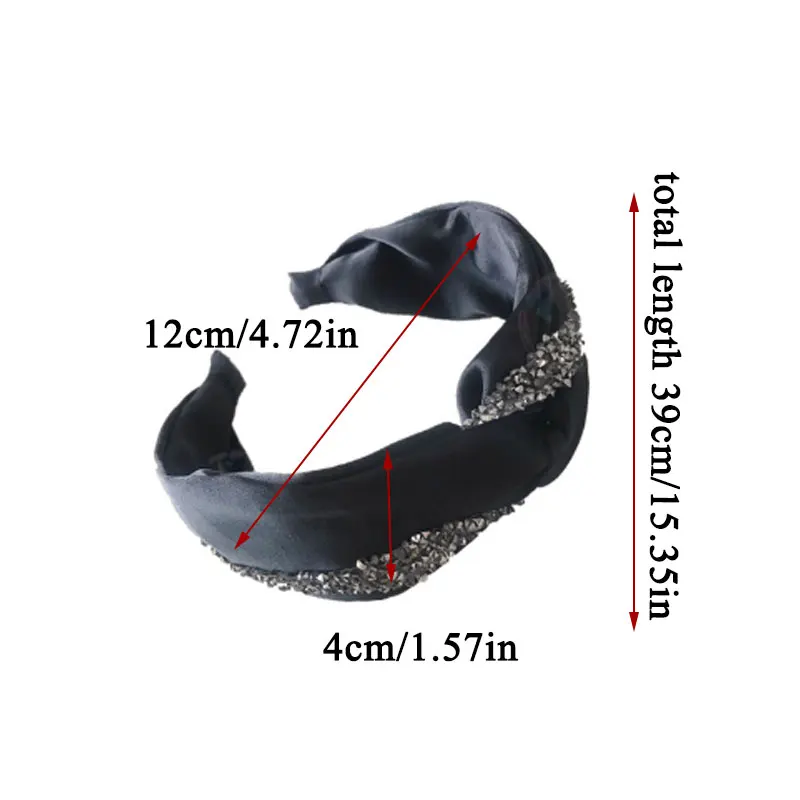 

1PC Solid Color Satin Hair Hoop Shining Rhinestone Headbands Twisted Crystal Head Hoop For Women Girls Hair Accessories