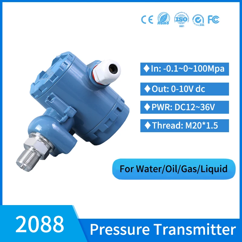 

0-10 bar Absolute 0-5v 0-10v Static Pressure Sensor Pneumatic Pressure Transducer Hydraulic Oil Pressure Transmitter