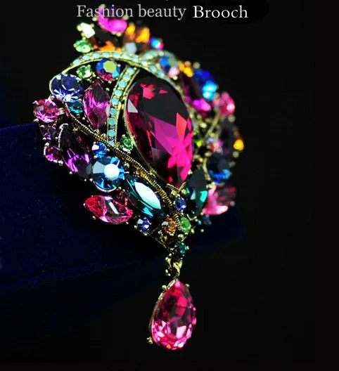 4 &quotВинтаж Элегантный большой Украшенные стразами в форме капли воды с