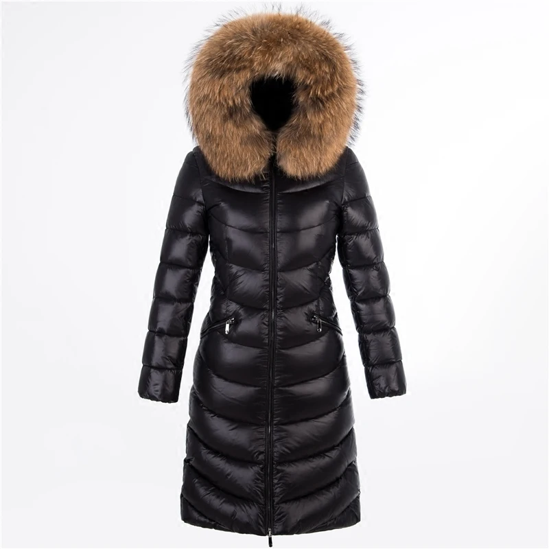 Зимний женский пуховик большой мех енота с капюшоном одежда 2020 корейский стиль