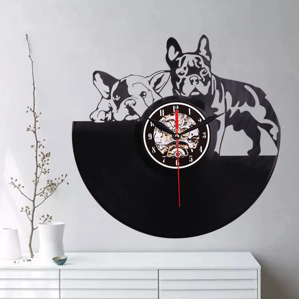 Настенные 3d-часы с рисунком бульдога современный дизайн светодиодсветодиодный