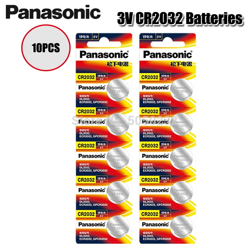 

10PCS/lot PANASONIC Original CR2032 Button Cell Battery 3V Lithium Batteries CR 2032 for Watch Toys Computer Calculator Control