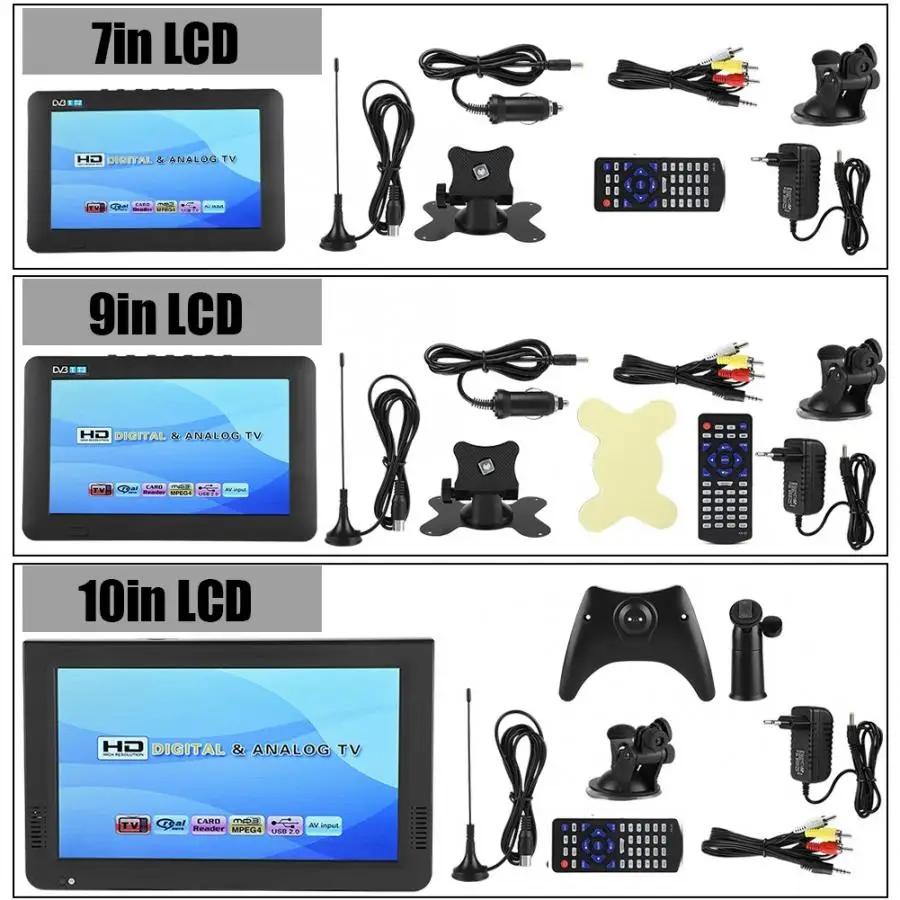 Smart tv HD 1080P Цифровое телевидение 10 дюймов dvb-высокая чувствительность автомобильное Цифровое ТВ Стерео окружающее Телевидение Lcd Portatil Новинка