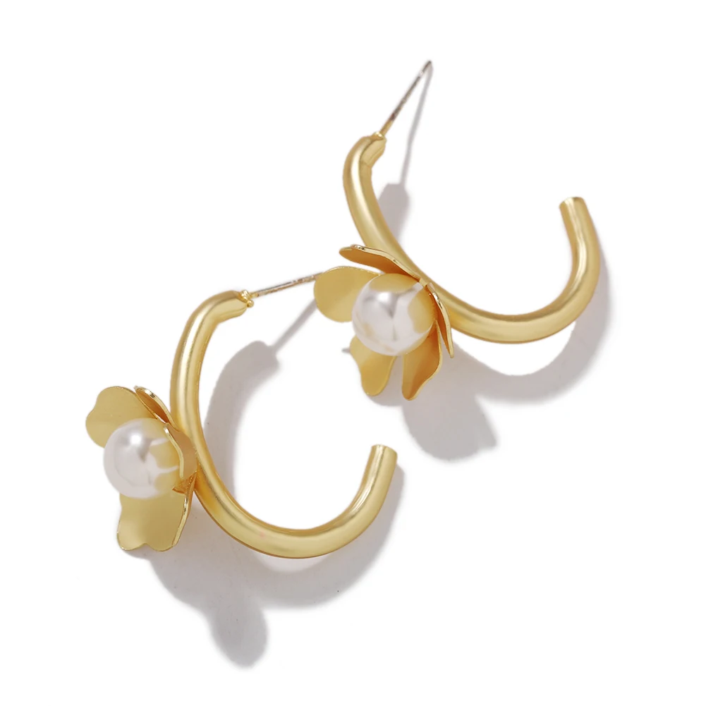 Женские винтажные серьги подвески золотого цвета в форме цветка жемчуга сердца