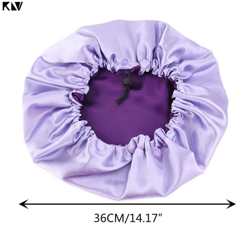 KLV/Для женщин атласная шапка для сна Кепки очень большая двуспальная Слои