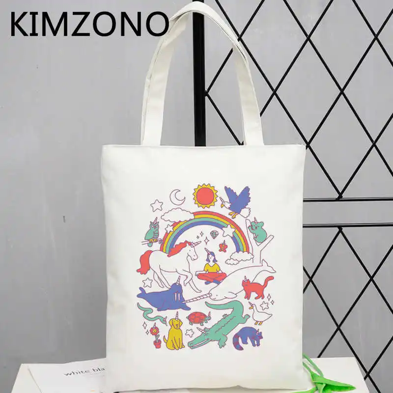 Сумка для покупок с единорогом Экологичная многоразовая сумочка из