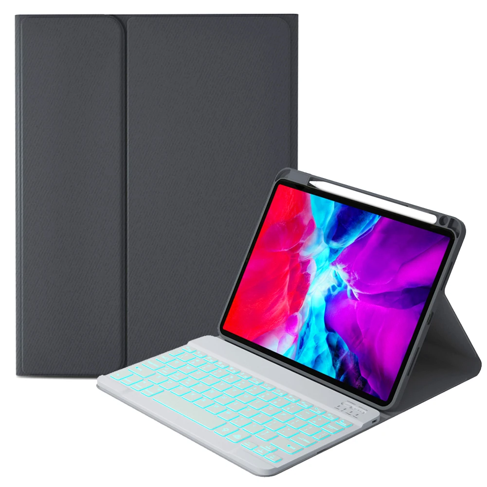

Беспроводной чехол с клавиатурой для Ipad Pro, 11 дюймов, 2020 дюйма, из искусственной кожи, ударопрочный, защита от пыли, слот для ручки, задняя под...