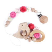 infant pacifier teether toy cartoon wooden bracket new baby pacifier clip chain dummy holder nipples children pacifier clips