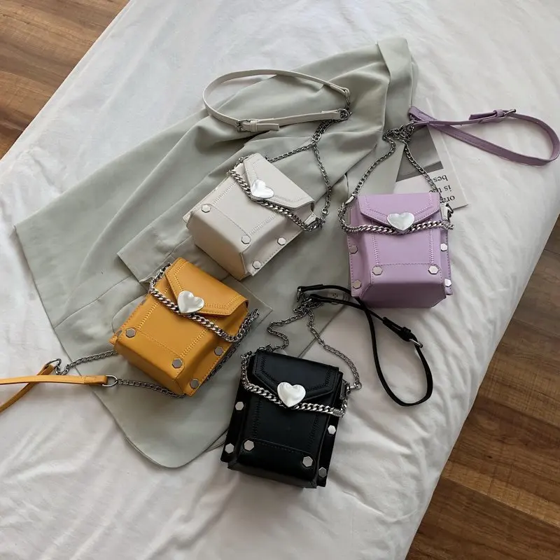 Женская сумка через плечо с цепочкой летняя мини-сумка из искусственной кожи для