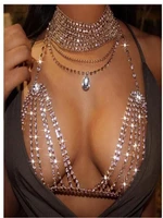 sexy rhinestone bra body chain necklace for women jewelry crystal chest chains beach bikini gift