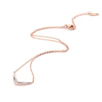 new open smile v shaped zirconia titanium necklace for women with rose gold collarbone chain
