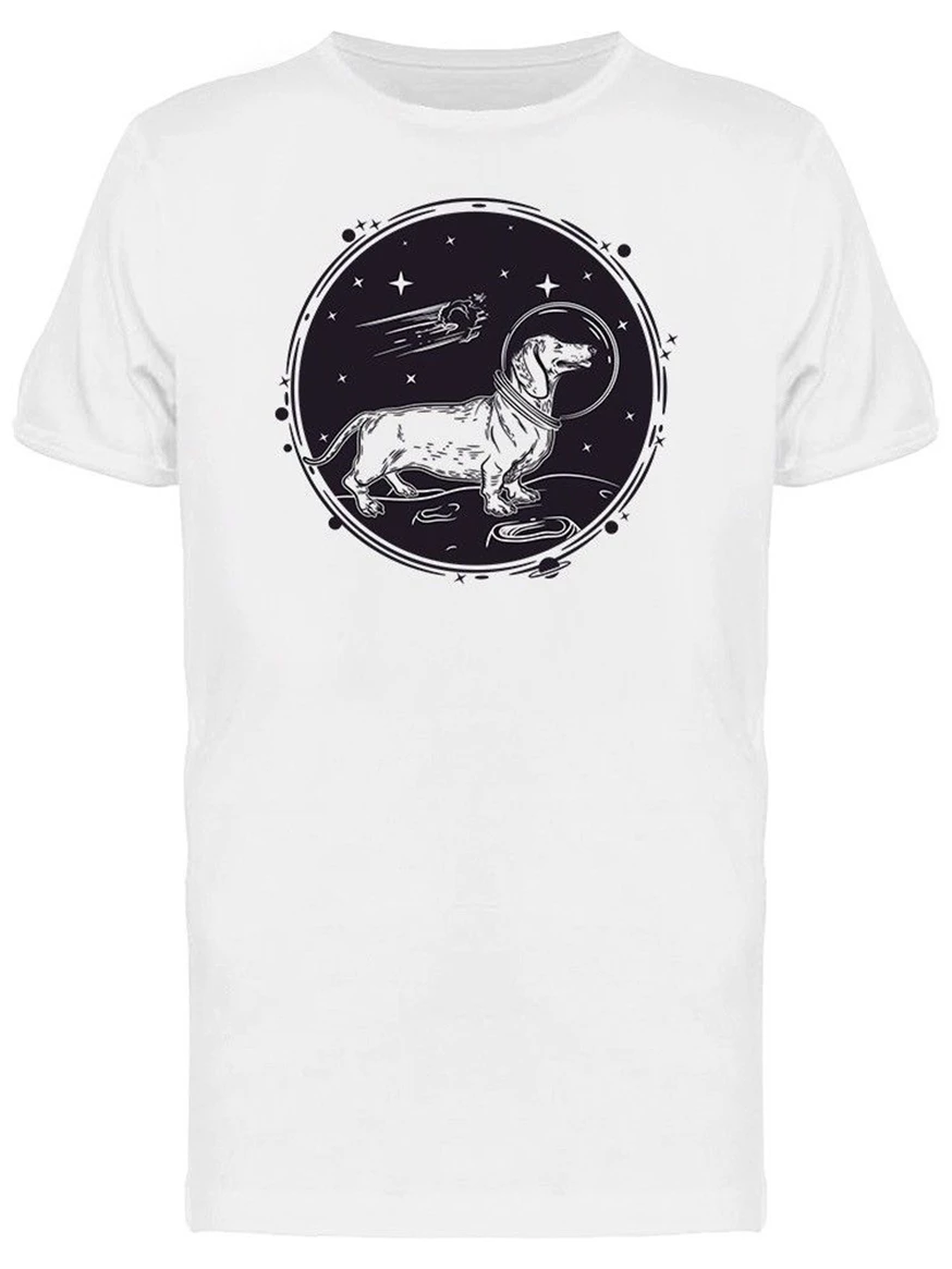 Космический такса Мужская футболка-картину происшедшего уличная одежда