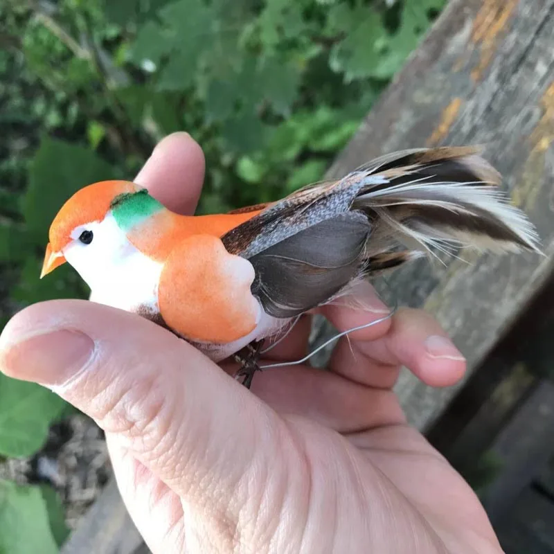 Искусственные поролоновые птицы в розовом оранжевом фиолетовом цвете