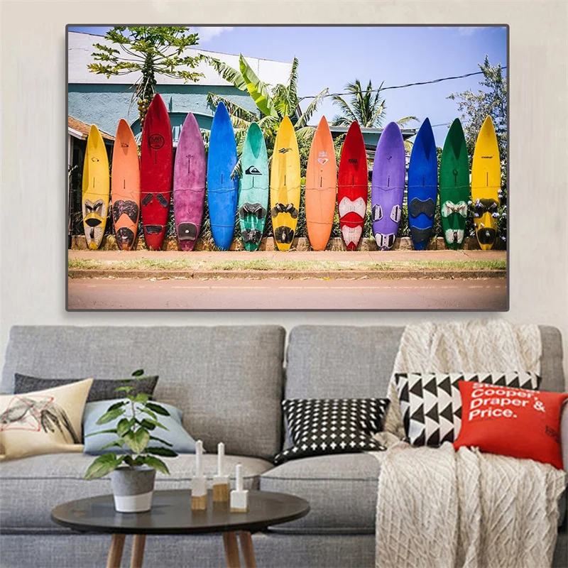 Красочные доски для серфинга в Maui плакат и картина фотография печать на холсте