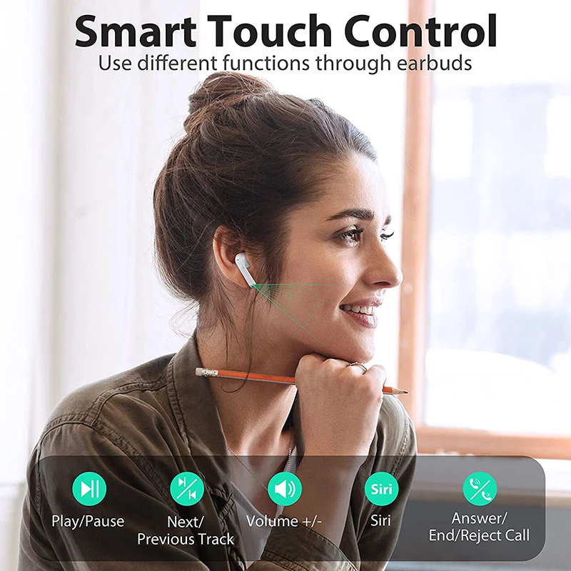 

New Wireless Earbuds Bluetooth Headsets 5.0 with Wireless Charging Case Touch Control Stereo Music Earphones With Mic for Phone