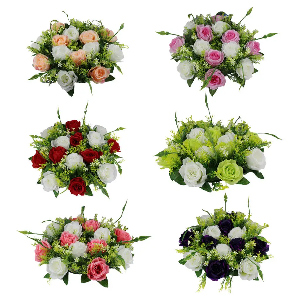 

Bunch of 14 Artificial Roses Table Decor DIY Bouquet for Office Wedding Party Festival