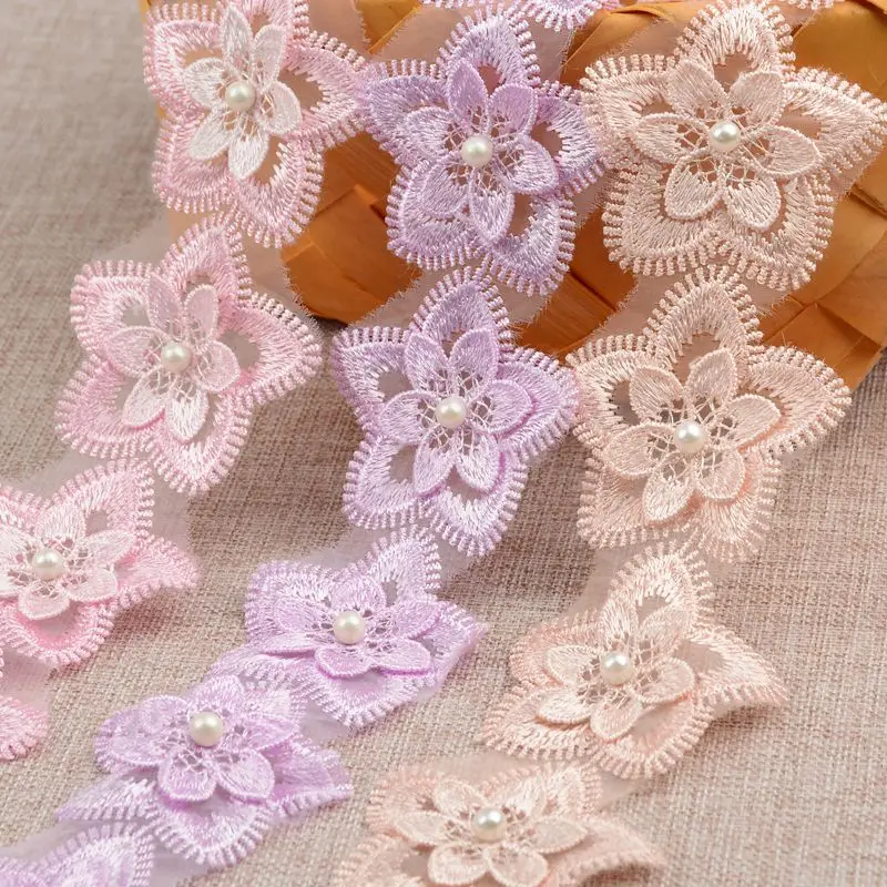 #185 Double Layers Flowers Lace Water Soluble Jacquard french lace fabric african high quality trim cosas de navidad | Дом и сад