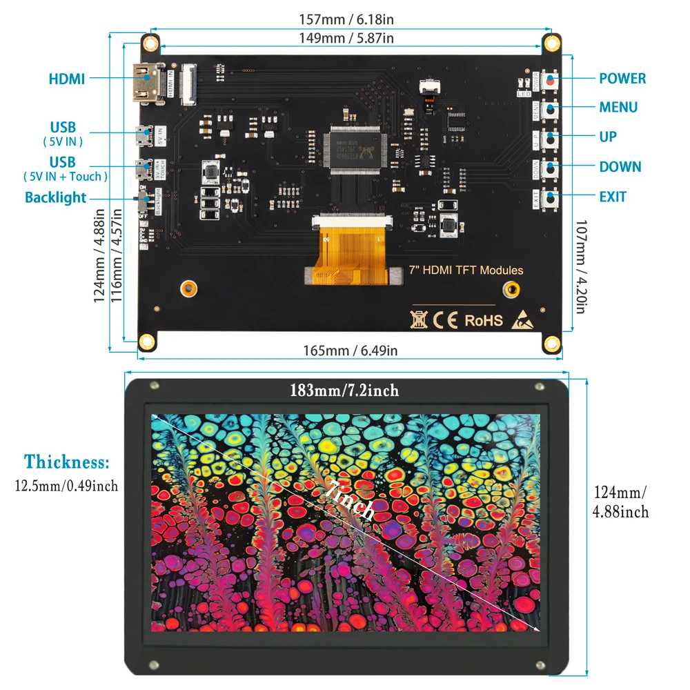 Емкостный сенсорный экран 7 дюймов чехол 800x48 портативный дисплей Ultra HD поддержка