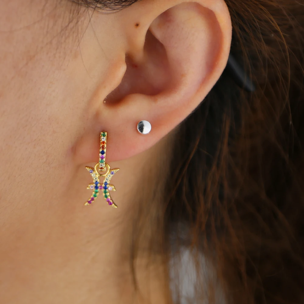 Серьги-кольца женские 12 созвездий с фианитами | Украшения и аксессуары