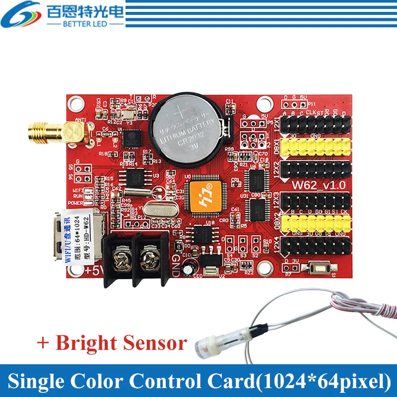 hd w62 usbwifi 4hub12 2hub08 single color102464 pixels dual color51264 pixels led display control card free global shipping