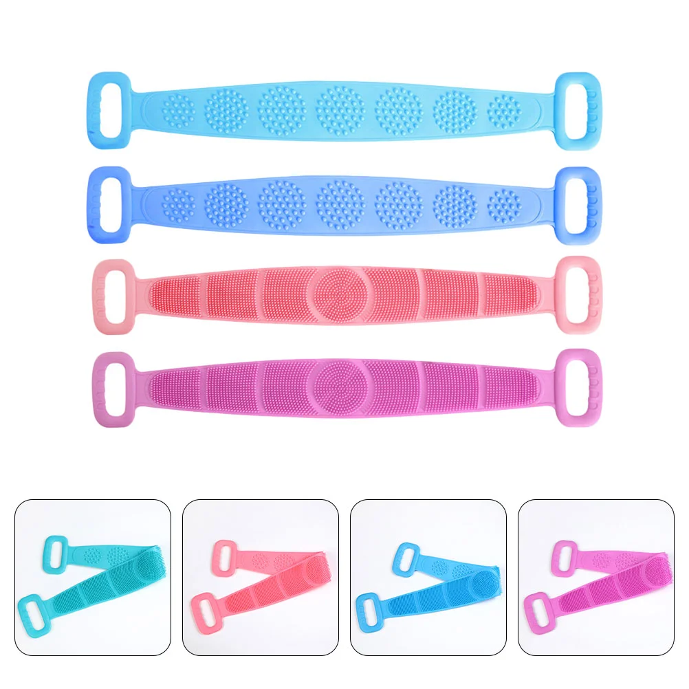 

4pcs Shower Towels Silicone Exfoliating Brushes Back Scrubbers Bathing Tools