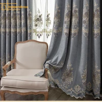 european high end embroidery luxury atmospheric shading curtain finished custom chenille curtains for living dining room bedroom