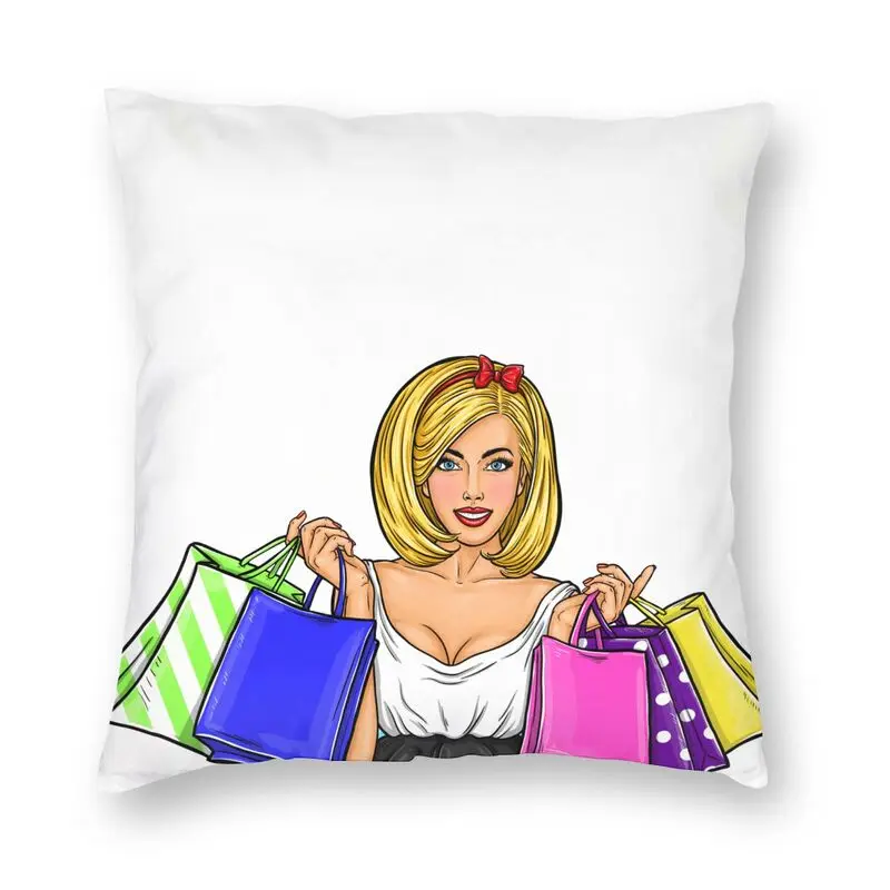 

Fashion Catoon Sexy Lady Girl Shopping Pillow Case Decor Home Pop Art Graphic Luxury Cushion Cover Car Pillowcase