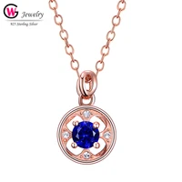 trendy blue cz silver pendant zirconia women necklaces rose gold hiphop female jewelry hollow pendants chain statement necklace