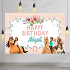 Фон для фотосъемки с изображением спиртовой лошади для детей на 1-й День рождения детский душ Луг фон для фотосъемки зеленый виниловый реквизит для фотобудки