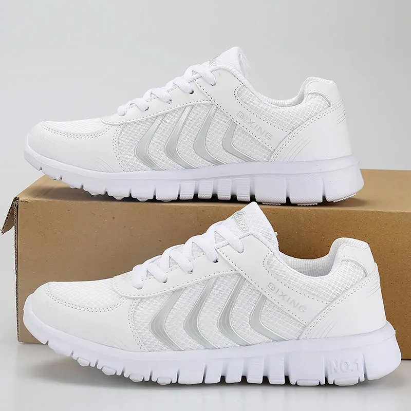 Кроссовки женские сетчатые дышащие светильник на шнуровке повседневная обувь