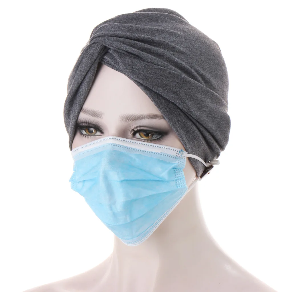 

Forehead Cross Women Muslim Hijab Caps solid color Indian wrap inner hijabs cap ready to wear Chemo turban bonnet with buttons