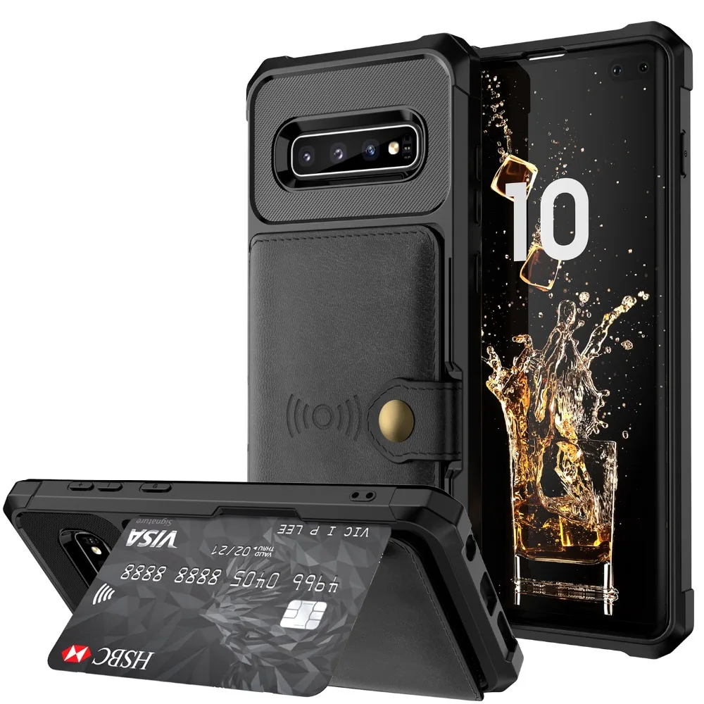 Для Samsung Galaxy S20 S9 S10 Plus Note 9 10 чехол для кредитных карт из искусственной кожи