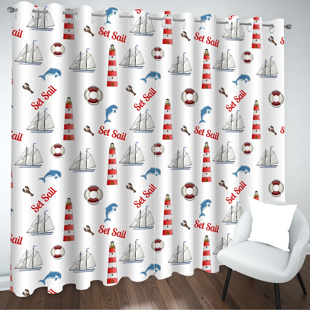 

Sailboat Window Drapes Nautical Decor Curtains Sea Adventure Window Curtains for Bedroom Living Room for Kids Boys Girls Teens