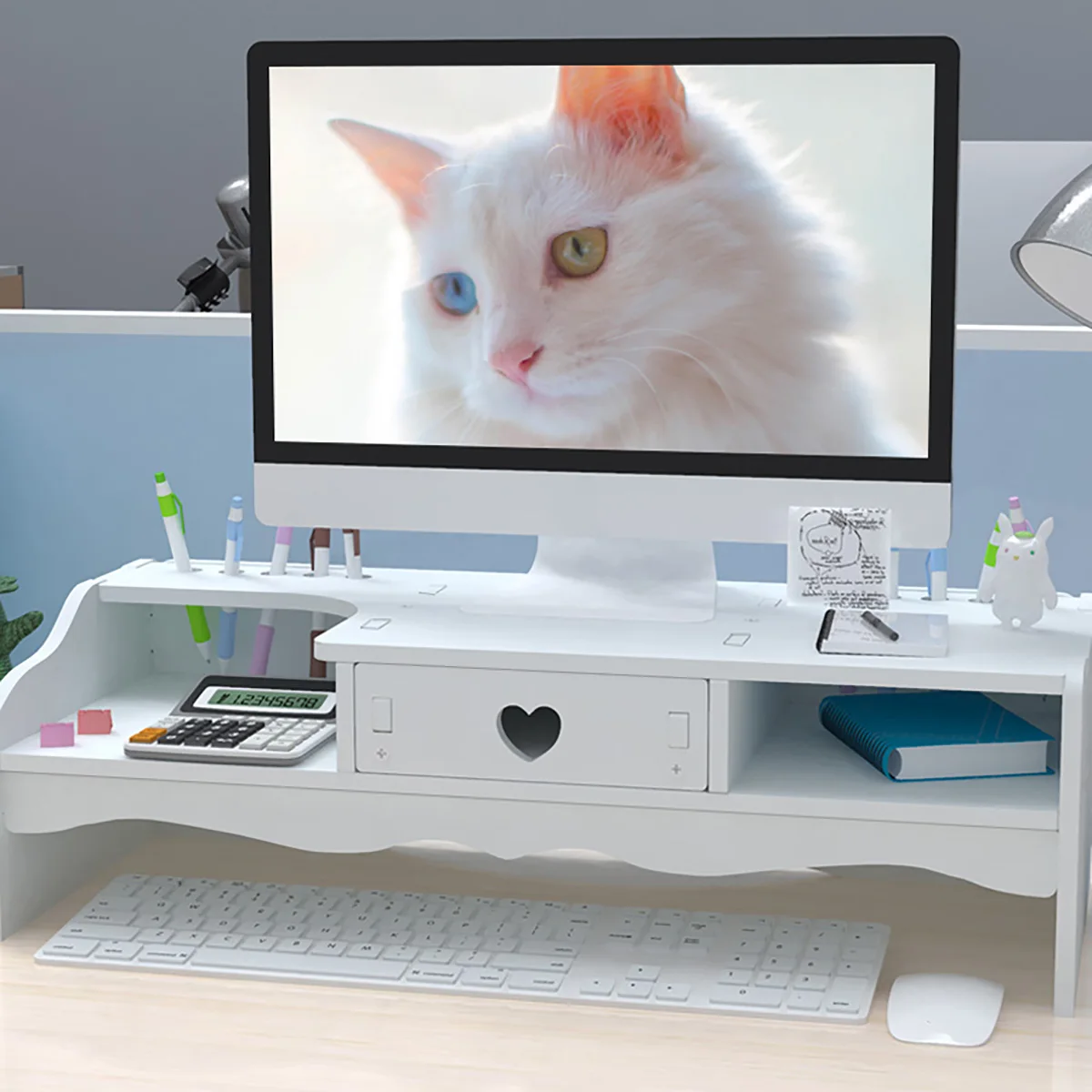Computer Monitor PC Riser Stand Desktop Tablet Holder Laptop Desk Screen Shelf with Drawer Storage Rack Organizer | Компьютеры и офис