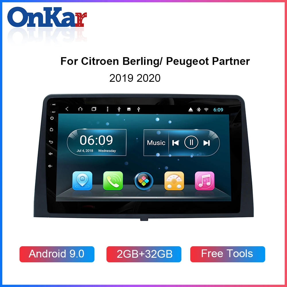 ONKAR Автомобильный GPS навигатор для Peugeot Partner Citroen Berlingo 2019 2020 Android 9 0 2 ГБ 32 10 1 дюймовый