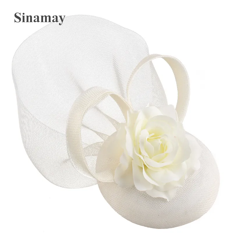 

Women Ivory Fashion Derby Fascinator Hat Female Elegant Show Wedding Headwear Gorgeous Ladies Formal Dress Church Fedora Caps