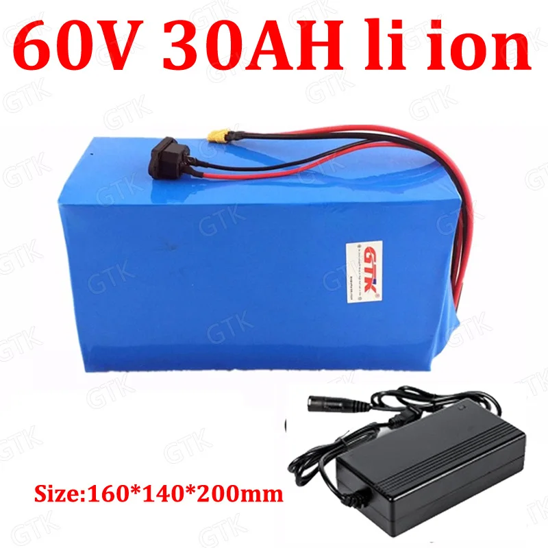 GTK 60v 30ah li ionr блок батарей электрического велосипеда BMS для 3000W скутера ebike