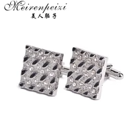 hot sale new fashion french cufflink men shirts square black stone shine crystal cufflink wholesale for father husband xmas gift