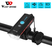 west biking bike front light led flashlight with horn usb charging induction cycling headlight waterproof torch bicycle light