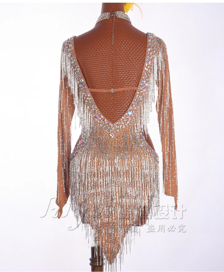 New Professional Latin Dress luxury High-end tassel diamonds Latin Dance Dress girl Latin Skirt Latin Dance Costume Dance Dress