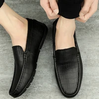 genuine leather shoes men big size 36 46 classic brown black slip on loafers mens breathable comfortable driving shoes for male