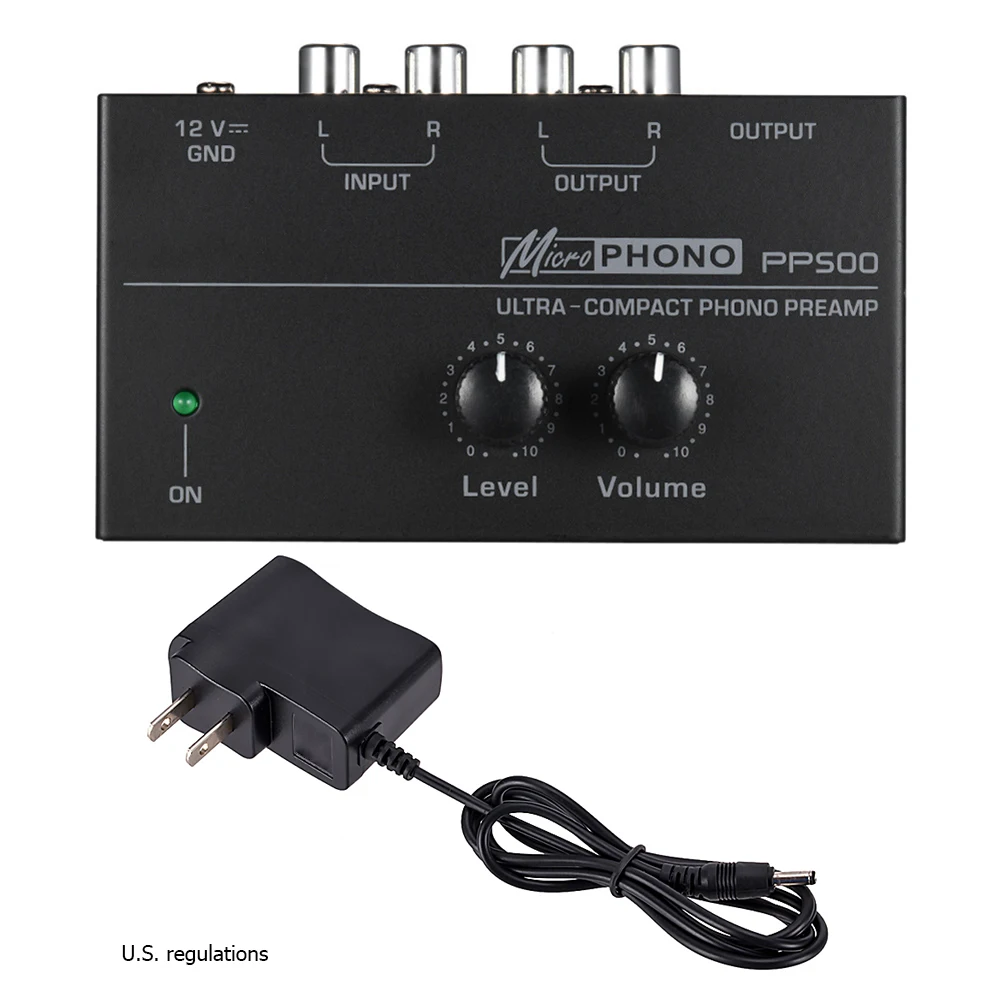 

PP500 Phono Preamp Preamplifier with Level Volume Controls RCA Input Output 1/4" TRS Output Interfaces for LP Vinyl Turntable