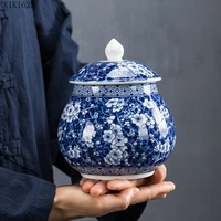 chinese style blue and white porcelain tea caddy household candy nut sealed storage jar art ceramic storage jar home decoration